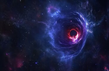 Poster - Cosmic Nebula with Glowing Spiral and Black Hole Center