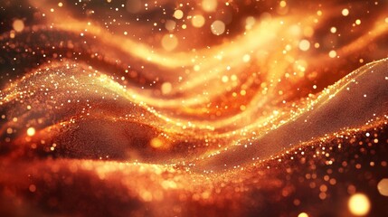 Poster - Shimmering golden waves abstract art digital creation warm environment close-up view concept of elegance and motion