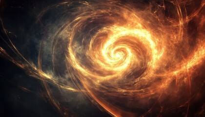 Poster - Cosmic Spiral Galaxy with Fiery Orange and Gold Hues