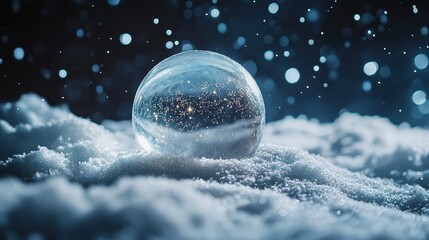 Aufkleber - Crystal Globe in Snowy Landscape at Night