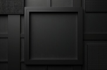 Poster - Dark Abstract Geometric Background with Textured Black Frame