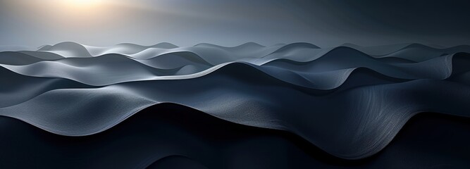 Poster - Dark Blue Mountain Range Under a Subtle Sunrise