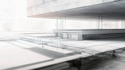 Poster - Detailed Architectural Drawing of Modern Building Construction Design