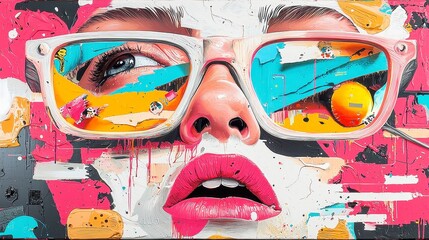 Poster - Vibrant 1960s Pop Art Canvas, bold colors, graphic illustrations, playful designs, energetic aesthetic, captures the essence of a transformative artistic era, visual celebration of culture.