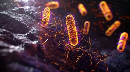 Poster - Vibrant Visualization of Bacteria in an Abstract Microbial Environment