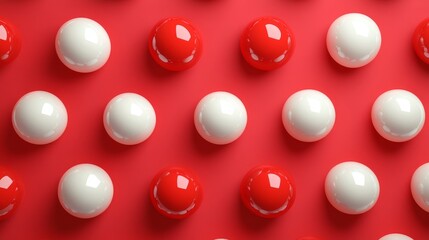 Poster - A dynamic display of red and white spheres on a pink base, producing a cheerful and colorful visual effect
