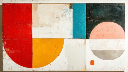 Poster - Scandinavian Abstract Elegance, a mid-century inspired artwork featuring minimalist shapes in soft, muted tones evoking tranquility and simplicity in design.