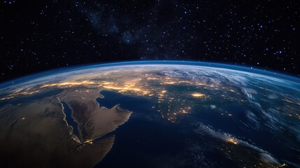 Aufkleber - Earth at Night from Space: City Lights and Starry Galaxy