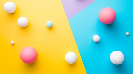 Poster - A dynamic composition of colorful circles set against a sunny yellow background, exuding a fun and cheerful atmosphere