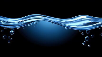 Poster - Abstract Blue Water Wave with Bubbles: A Serene Underwater Scene