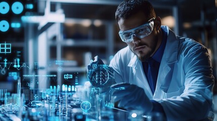 Poster - Engineer Working with IoT Connected Devices in Modern Laboratory