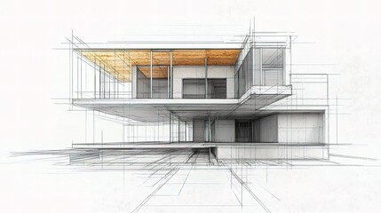 Poster - Detailed Architectural Drawing of Modern Buildings in Sketch Style