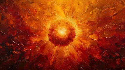 Poster - Fiery Abstract Explosion of Orange and Red Light