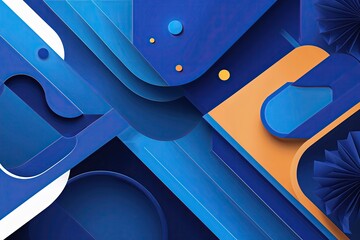 Poster - Dynamic Blue Geometric Background Featuring Oval Element Design