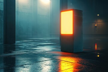 Poster - Glowing Light Structure in Misty Urban Environment at Night