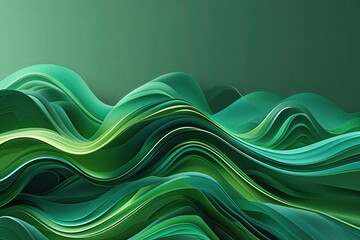 Poster - Stunning Abstract Green Background with Wave Pattern Ideal for Modern Presentations