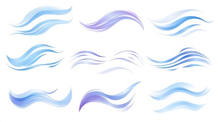 Poster - Abstract Blue Wave Collection: Elegant Swirls and Curves