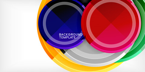 Poster - Abstract background - multicolored circles, trendy minimal geometric design, vector illustration