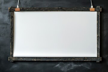 Wall Mural - Blank large Chinese scroll framed in charcoal wood.
