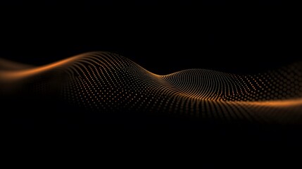 Poster - Abstract Orange Wave on Black Background: Digital Art