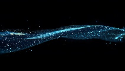 Poster - Abstract Blue Particle Wave: Digital Art