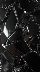 Poster - Abstract Broken Glass Texture with Sharp Edges and Reflections