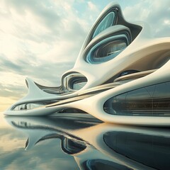 Poster - Futuristic Architectural Design with Smooth Curves and Reflections
