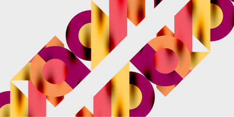 Aufkleber - Modern abstract background featuring circles, lines, and triangles in a dynamic geometric composition. Perfect for stylish, tech, or creative-themed designs