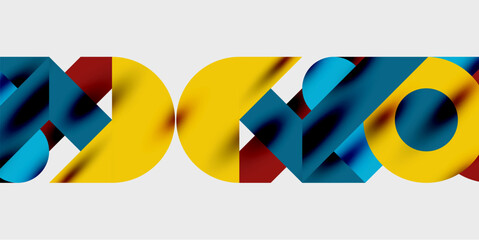Fototapete - Detailed composition of circles, semicircles, and triangles with glossy effects and smooth gradients. A sleek and modern vector design for creative and tech-inspired projects