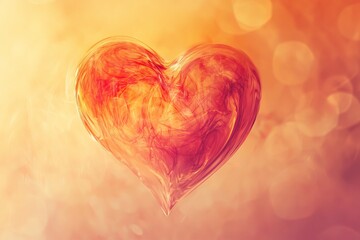 Poster - A heart made of smoke and fire is floating in the air