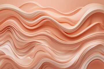 Poster - Soft Peach Fluid Background with Wavy Abstract Pattern