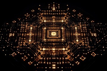 Poster - Captivating abstract design featuring bright lights and geometric patterns, ideal for technology and innovation themes. Perfect for modern art projects.