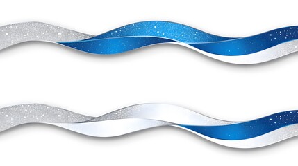 Poster - Abstract Blue and Silver Waves Design: Elegant Background for Digital Projects