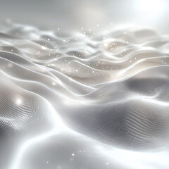 Fototapete - Abstract Waves and Particle: a mesmerizing 3D rendered visualization, with flowing, wave-like structures and shimmering particles, evoking a sense of ethereal beauty.
