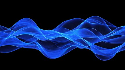 Poster - Abstract Blue Wave Energy Flowing Dynamic Design
