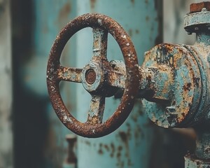 Poster - Rusty Industrial Valve Handle on Weathered Machinery Surface