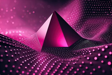 Poster - Vibrant Magenta Prism Background Featuring Abstract Dots and Lines for Technology and Science Visuals