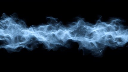 Poster - Abstract Blue Smoke Wave on Black Background: Digital Art