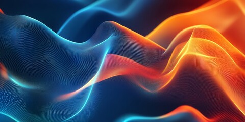 Poster - dynamic abstract wavy patterns in blue and orange hues create a visually stunning composition. ideal