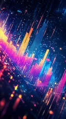 Poster - Vibrant and Futuristic Data Visualization with Neon Cityscape Elements