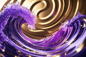 Poster - Radiant Purple Wave with Elegant Gold Background and Contemporary Design
