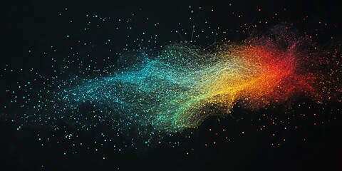 Poster - explore a stunning abstract silhouette composed of data points, creating a vibrant network of colors