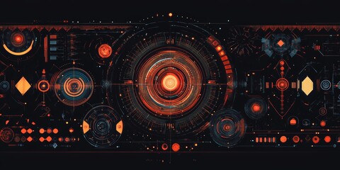 Poster - this vibrant futuristic digital design features intricate geometric shapes and patterns, evoking ene