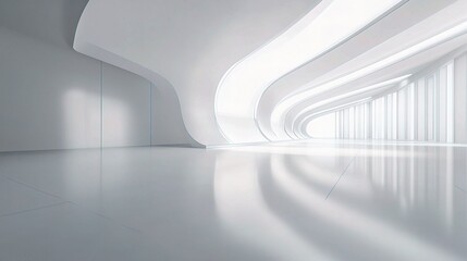 Poster - Futuristic Empty Space Inside Modern Room Showroom with Smooth Lines