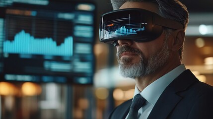 Poster - executive using augmented reality technology in modern business setting