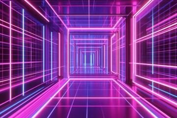 Poster - Immerse yourself in this futuristic abstract image featuring luminous circuits and shadowy patterns, creating a vibrant digital landscape filled with bright lights.