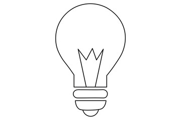 Wall Mural - Continuous one line art light bulb symbol idea and creativity isolated outline vector drawing illustration
