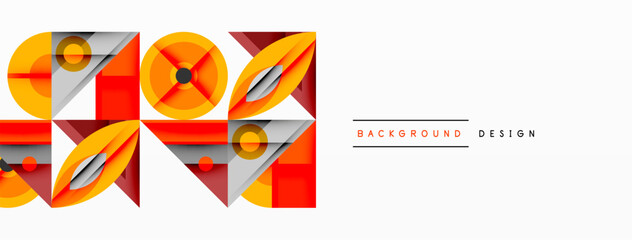 Aufkleber - Geometric abstract composition with intersecting shapes, circles, triangles, and gradients, blending vibrant colors and dynamic contrasts to create a modern, futuristic visual design