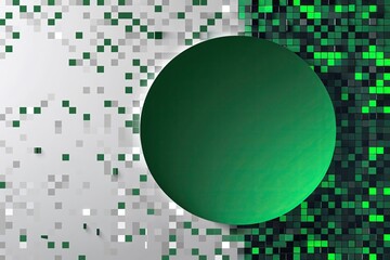 Poster - Modern Abstract Green Circle and Pixel Background for Creative Design