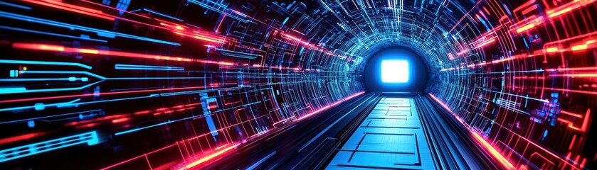 Poster - Futuristic Virtual Space Academy with Dynamic Coding Environment and Neon Light Effects